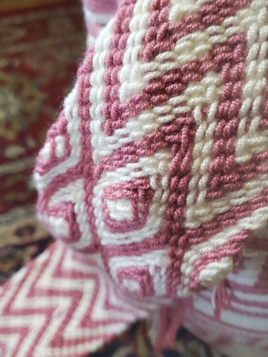 Handwoven Pink & Cream Tassel Bucket Bag